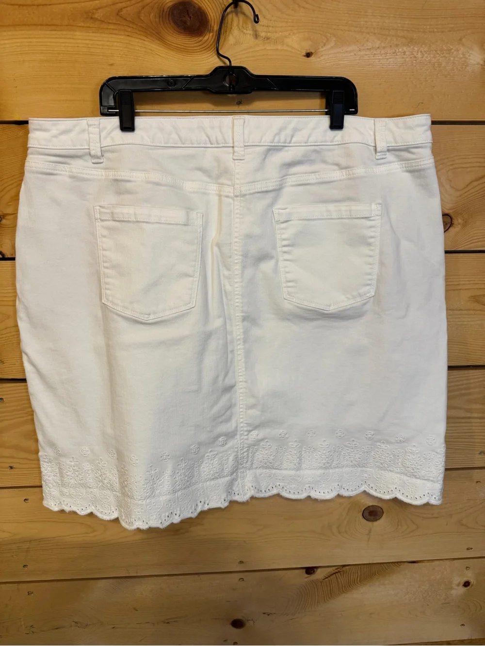 Talbots White Embroidered Eyelet Hem Denim Skirt Women’s 22W - Picture 8 of 8